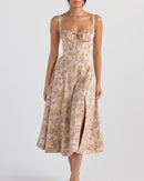 Vestido Midi Floral com Fenda Lateral