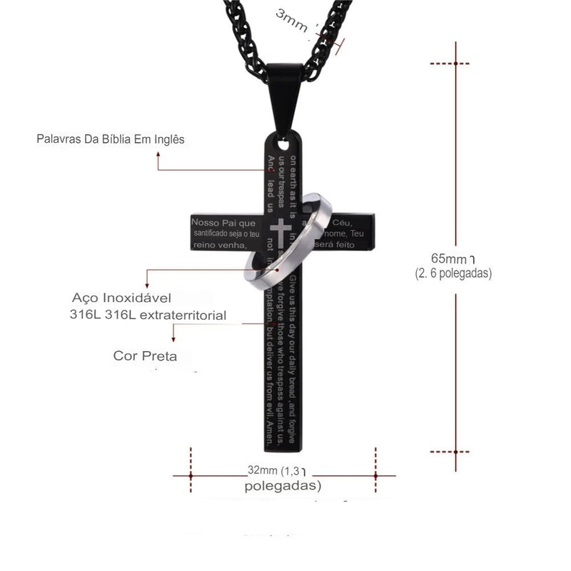 Colar Masculino Crucifixo Cruz da Aliança em Aço 316L