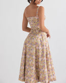 Vestido Midi Floral com Fenda Lateral