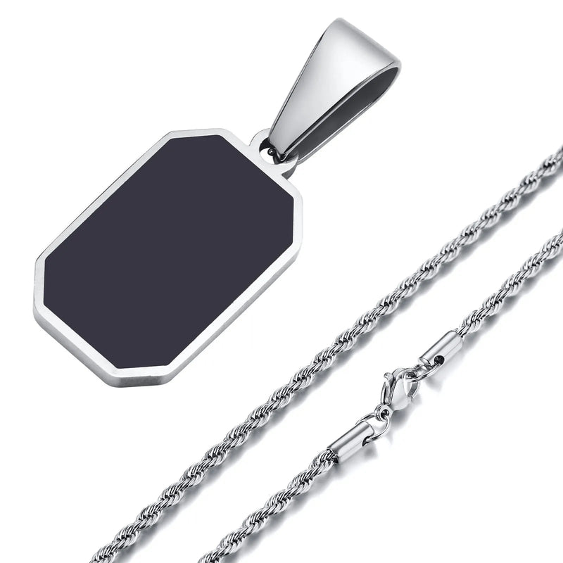 Colar Masculino com Pingente Preto