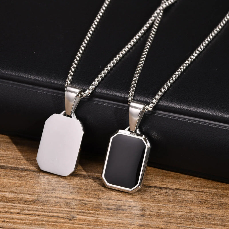 Colar Masculino com Pingente Preto