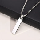 Colar Masculino com Pingente Retangular