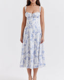 Vestido Midi Floral com Fenda Lateral