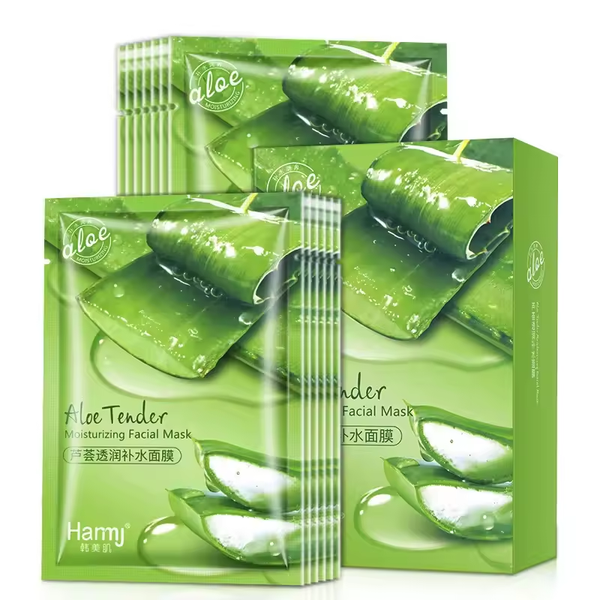 Kit 10 Máscarias Faciais Rejuvenescedora com Aloe Vera